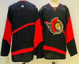 Mens Ottawa Senators Blank Black 2022 Reverse Retro Authentic Jersey->ottawa senators->NHL Jersey